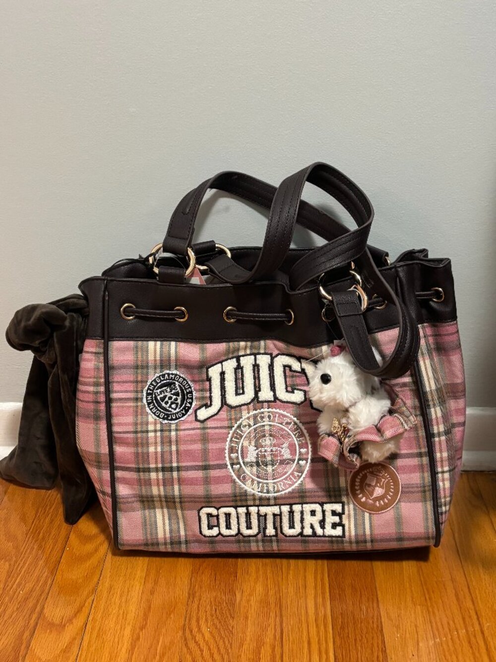 Juicy Couture Daydreamer Bag Pink Brown Plaid